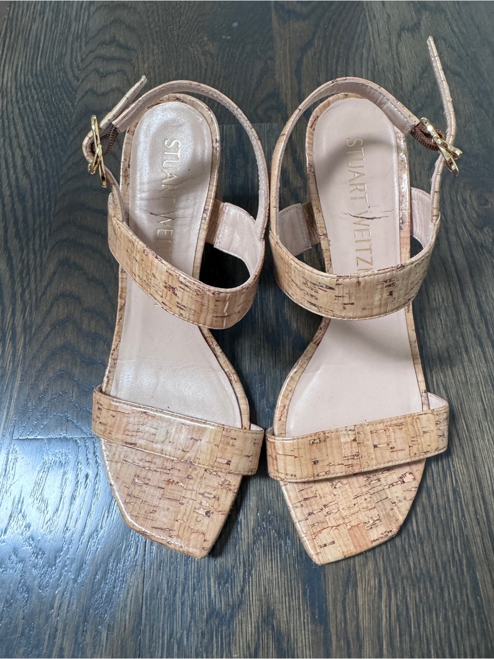 Stuart Weitzman - Cork Strap Sandals in Natural Cork - Size 8